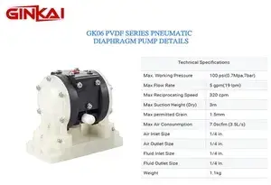 Bomba neumática de diafragma GK06 de PVDF