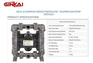 Bomba neumática de diafragma GK25 de aluminio 