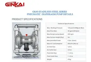 Bomba neumática de diafragma GK40 de acero inoxidable 