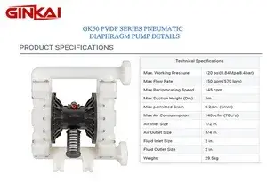 Bomba neumática de diafragma GK50 de PVDF