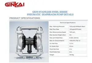Bomba neumática de diafragma GK50 de acero inoxidable 