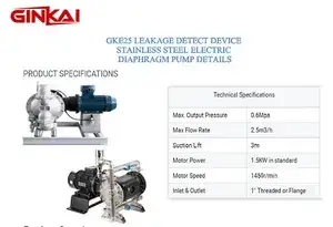 Bomba eléctrica de diafragma GKE25 LDD de acero inoxidable con detección de fugas
